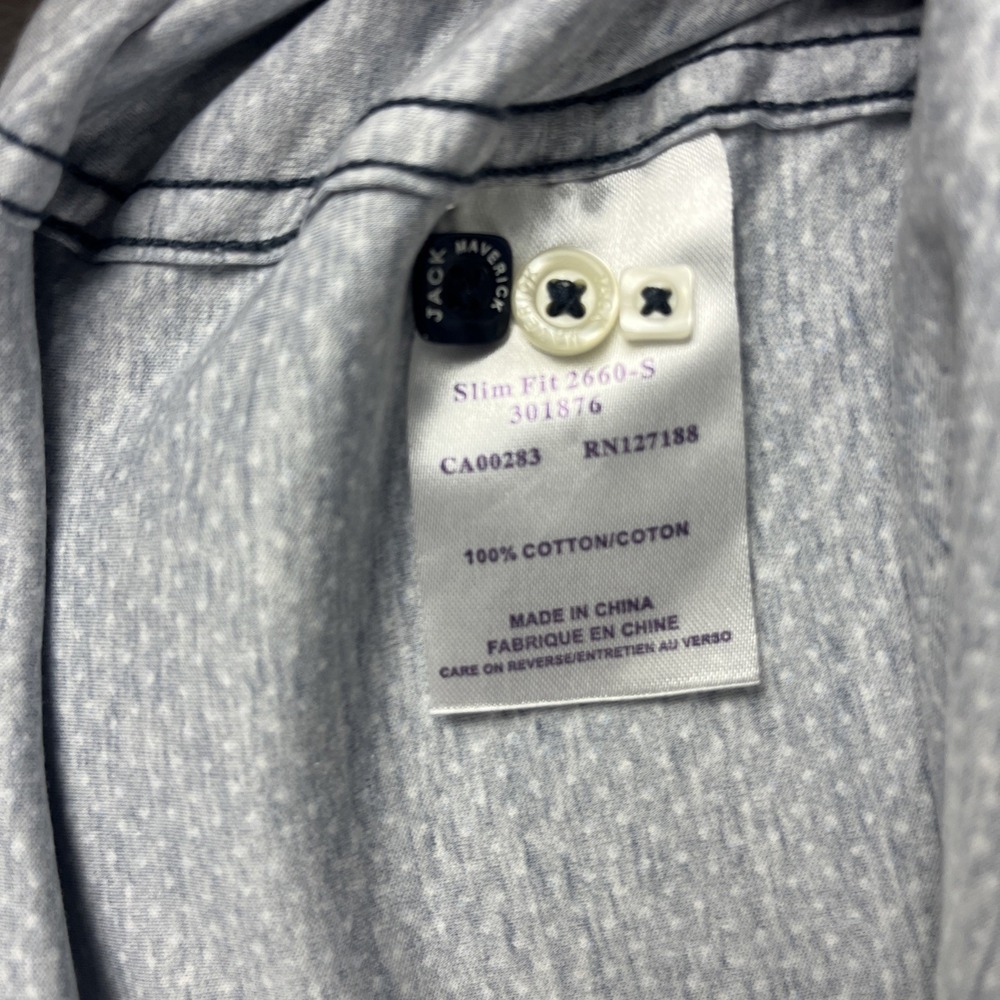 JACK MAVERICK Men's L Blue with White/Blue Patten Button Down Long Sleeve Casual - Picture 8 of 8